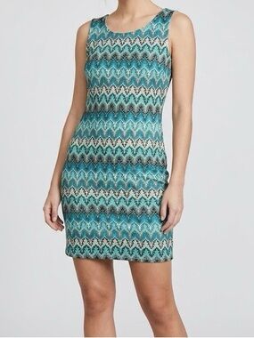 Teal and sea foam green sheath dress